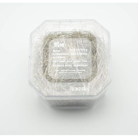 Épingles à piquer, 0,50 x 30mm, argenté, 500g, boîte plastique (1/4)
