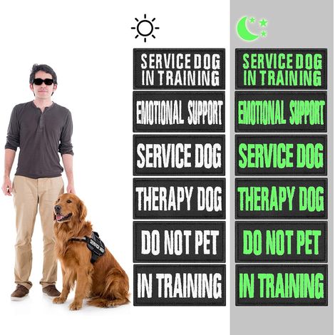 Lot de 6 patchs réfléchissants pour gilet de chien- Amovibles Avec crochet Personnalisable Pour chien de service, dressage, chien de service en formation (1/5)