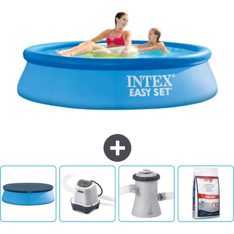 Intex runder aufblasbarer Easy Set-Pool – 244 x 61 cm – Blau – im Lieferumfang enthalten Accessoire CB53