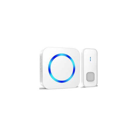 Blanc Sonnette sans Fil Exterieur Étanche, Longue Portée 400M de Carillon Electronique Kit, 55 Mélodies au 5 Niveaux Volumes pour Maison, Indicateur (1/5)