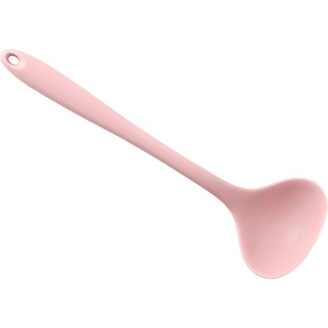 Louche à soupe en silicone, style chinois, louche à soupe intégrée, grande louche à soupe, louche à bouillie anti-brûlure, louche à fondue, cuillère multifonctionnelle, rose. (1/5)