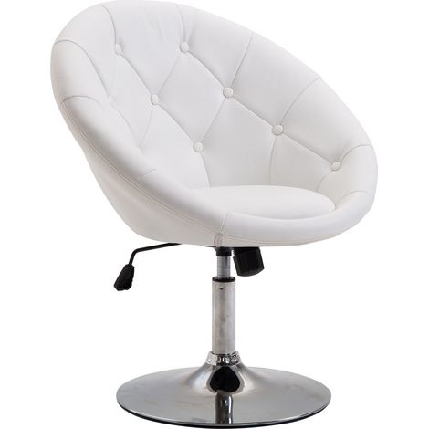 Sessel Wohnzimmer Loungesessel Relaxsessel mit Stahlbasis Lesesessel aus Kunstleder, Polstersessel für Schlafzimmer Weiß