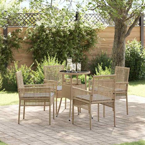 Garten Essgruppe 5 pcs Beige Poly-Rattan