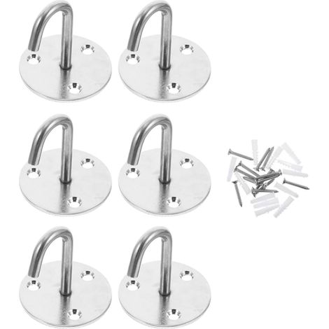 6 crochets plafond, inox, argenté, avec vis, pour suspension (1/5)