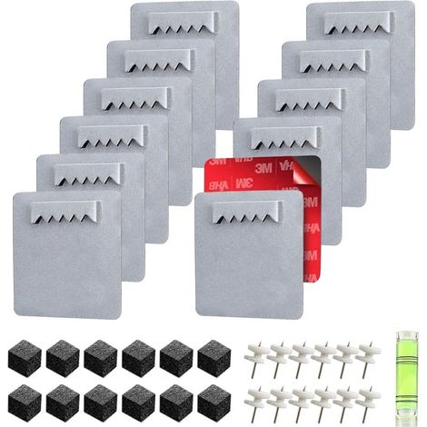 Lot de 12 accroches tableaux adhésives – Charge jusqu'à 5 kg – Fixation invisible pour surfaces lisses – Installation sans perçage (1/5)