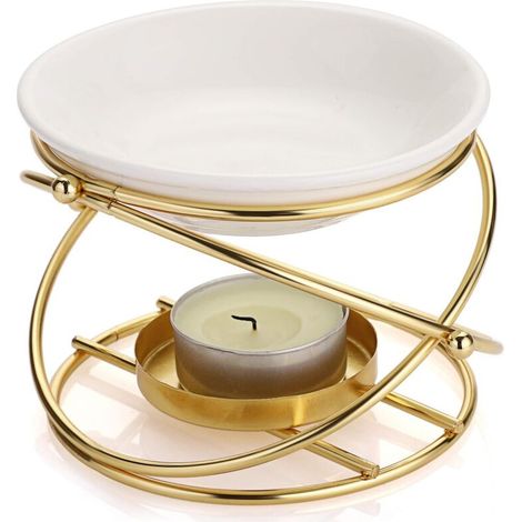 Brûleur à huile essentielle en métal, diffuseur d'arômes, forme ronde (doré)