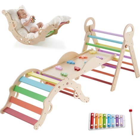 Mophorn 9-in-1 Kletterspielzeug für Kinder, mit Xylophon, Kissen, Kletterdreieck, Rutsche und Kletterbogen, belastbar bis 68 kg, Montessori Indoor-Spielset für Kinder von 1 bis 3 Jahren (1/5)