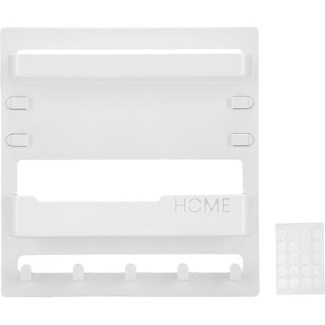 Étagère chevet organisateur accessoires mural autocollant – Dortoir rangement crochets lunettes télécommande écouteur téléphone chargeur blanc, rangement (1/5)