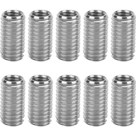 10pcs Intérieur M6 1.0 Extérieur M8 1.25 Lueur 15mm Inserts Filetés à Fente (1/4)