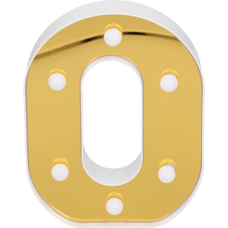Lettre O lumineuse LED Alphabet doré pour décoration chambre mariage anniversaire fête blanc chaud (1/5)