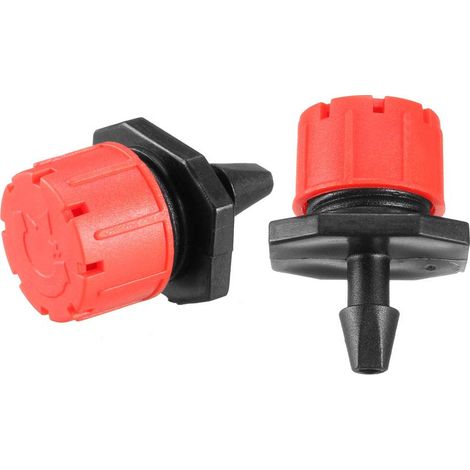 Lot de 200 micro-goutteurs 1/4" réglables rouges avec raccords irrigation jardin (1/5)