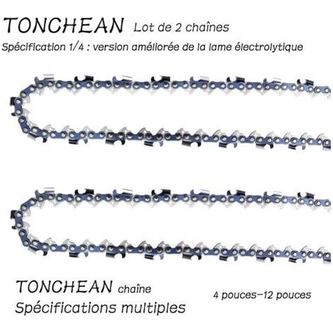 Guide et chaîne pour tronçonneuse,Lot de 2 chaînes de tronçonneuse Faible Rebond 1/4 28 maillons pour tronçonneuse (4pouces)Lame à 14 sections——Lame galvanisée améliorée (1/5)