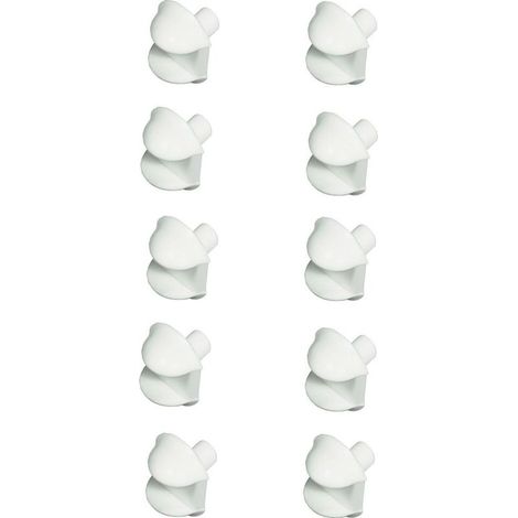 20 staffe di fissaggio in plastica bianca per ripiani in vetro da 4 mm – Adatte a fori di 5 mm di diametro – Per fissare mobili, mensole, armadi e guardaroba. (1/2)