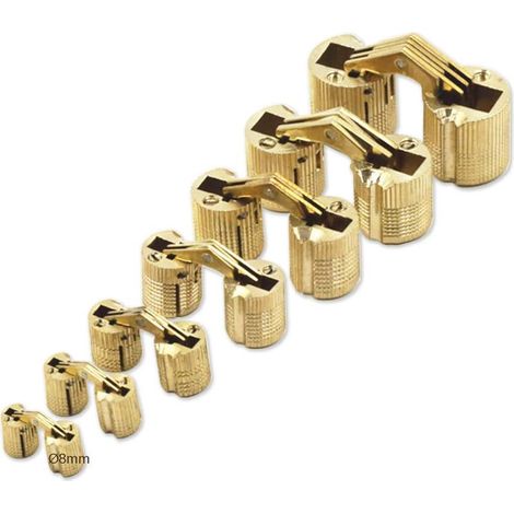 Mini cerniere cilindriche da 8 mm per il collegamento di pannelli e ante di armadi, piccole cerniere a scomparsa fai-da-te in ottone opaco, angolo di apertura di 180 gradi, 8 pezzi (1/5)
