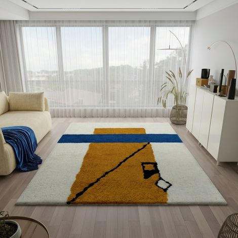 Tapis en laine Marrakesh Sunray - Tapis en laine  - 290x190cm, Rectangular - 100% Laine vierge - Tufté main - Or