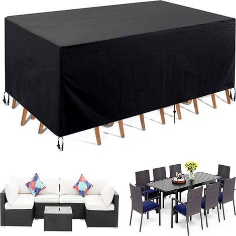 Gartentisch-Abdeckung, Wasserdicht, Schutzhülle für Outdoor-Möbel, Schwarz