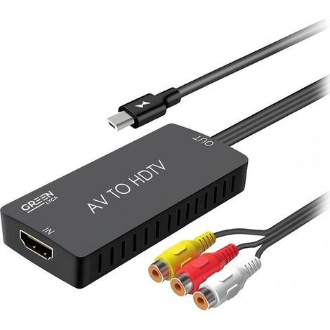 Convertisseur AV vers HDMI, convertit les signaux AV des anciens appareils en HD, HDMI plug and play. (1/2)