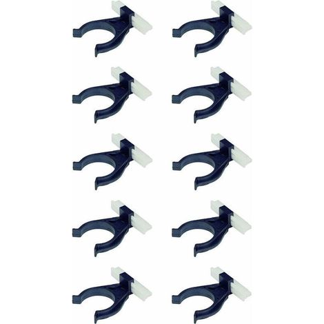 10 clip per battiscopa con base a coda di rondine in plastica nera Ø 34 mm, fissaggio per gambe di mobili, cucina e bagno.