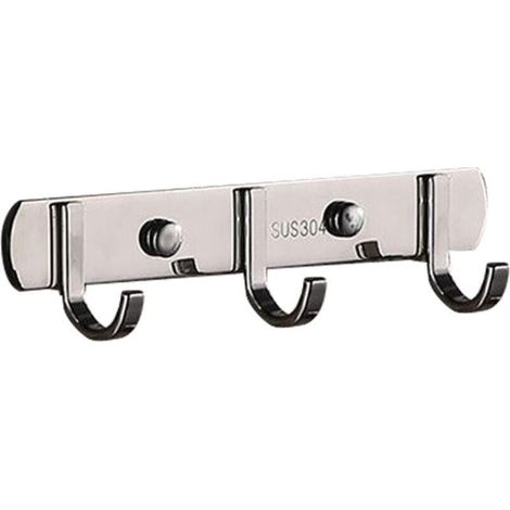 Porte-serviettes mural en acier inoxydable, crochet moderne et robuste pour entrée, couloir, cuisine, salle de bain, chambre (plat, 3 crochets) (1/4)