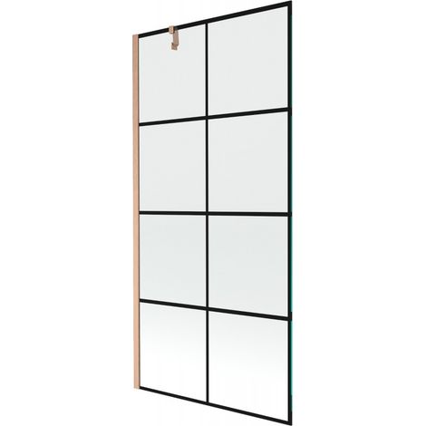 Mexen Next Duschwand 1-flügelig 90 x 150 cm, schwarzes Muster, gebürstetes Kupfer - 895-090-000-00-77-65