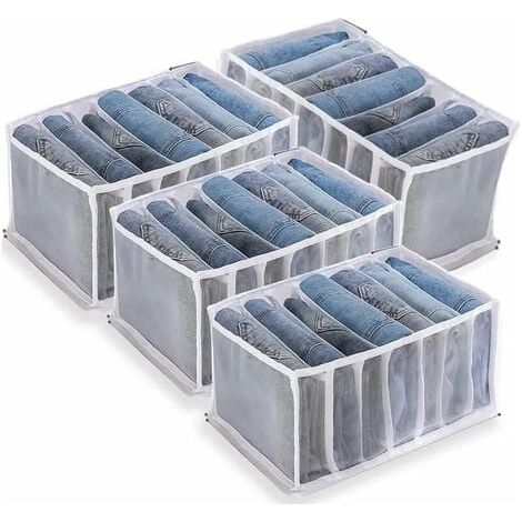 Organizador de Jeans, Organizador de 4 Armarios, Organizador de Jeans, Cajón de Ropa de Malla para Pantalones, Jeans, Suéteres, Camisetas, Pantalones, Camisas (1/5)