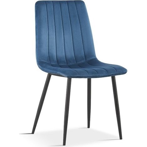 Stuhl BRUCE Samt Blau, Maße: H86 x B45 x T55 cm, ideal für ein modernes und designorientiertes Esszimmer.