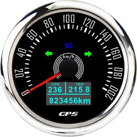 Compteur de vitesse GPS 85 mm avec antenne GPS, rétroéclairage LED 7 couleurs, odomètre numérique pour voiture, bateau ou marine 12 V/24 V, 0-200 km/h, A (1/5)