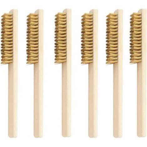 6 Pcs Brosse Laiton, Jeu de Brosses Métalliques, Brosse Métallique avec Poils en laiton, Brosses Métalliques Laiton, pour nettoyer les taches de sueur, la rouille et le nettoyage en profondeur