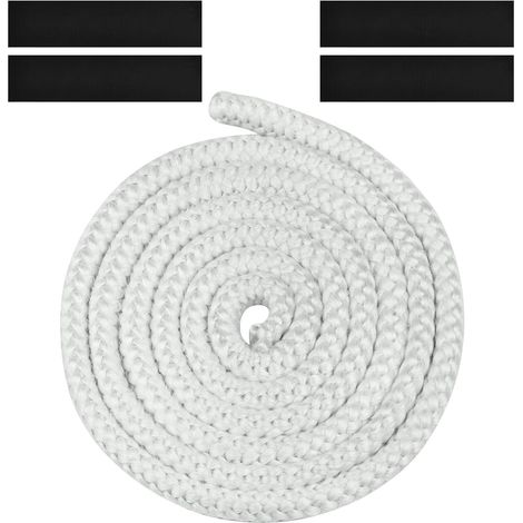 Geflochtene Dichtung für Kamineinsätze und Öfen, 12 mm x 2,5 m Glasfaserdichtung mit 4 Streifen, für Holzöfen und Kamine, Weiß