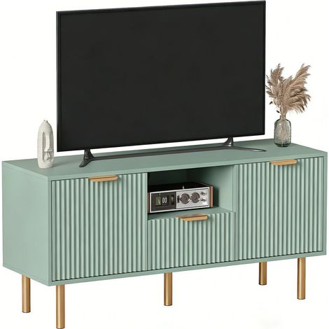 FURNITURE HMD TV Stand Cabinet with 2 Doors TV Unit Wooden Storage Organizers Entertainment Center wit 1 Drawer for Living Room Bedroom,Green,120x40x58cm (1/5)
