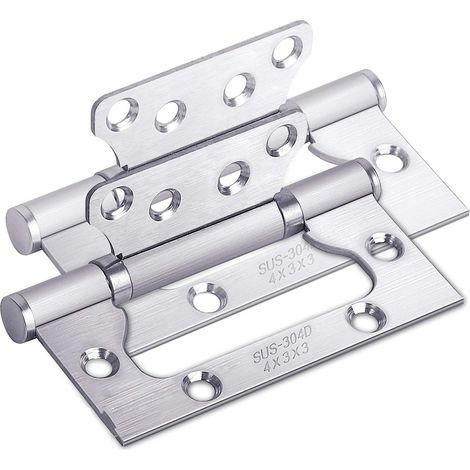 Bisagras de acero inoxidable para puertas, bisagras de acero inoxidable con rodamientos de bolas, para puertas de casa y de dormitorio, 2 piezas, 10 x 7,5 cm, color plata. (1/5)