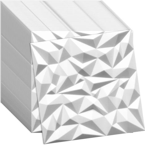 Panneaux muraux et plafond 3D blanc VERDICO 50x50 cm – polystyrène décoratif, lot 32 pièces (8 m²)