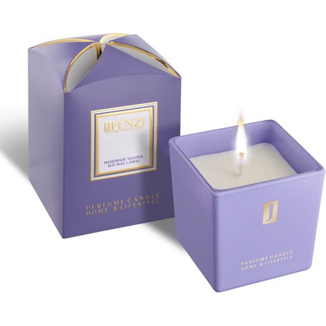 Candela profumata in cera di soia J.fenzi "Dea nel giardino" viola, 200 g