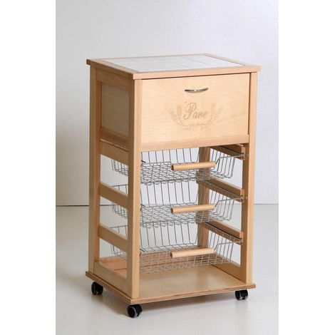 VESUVIO CARRELLO PORTAPANE 85X49X39 CM IN COLORE NATURALE OKX (1/2)