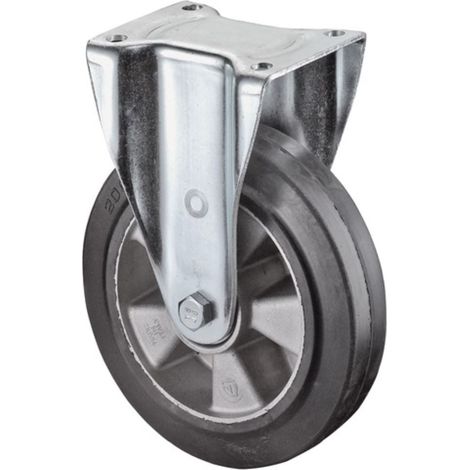 BS Rollen Rueda giratoria de servicio pesado con placa atornillable, neumático de goma maciza elástica, rodamiento de bolas 125 mm 220 kg - N110.B80.125 (1/2)