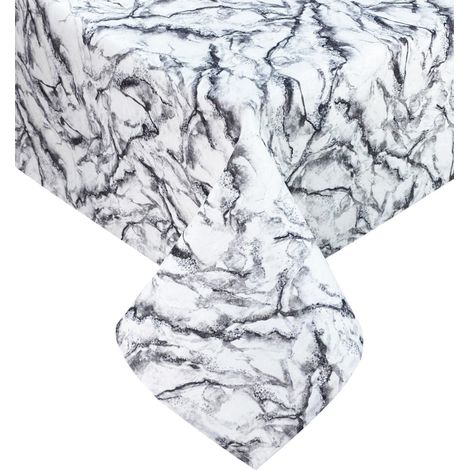 TOVAGLIA antimacchia RESINATA TORINO Effetto MARMO Marmorizzato Bianco Cm. 140x140 x4 persone (1/5)