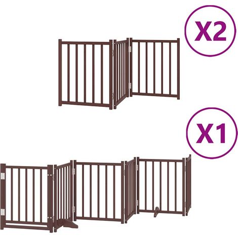 Barrière de sécurité pour chien animaux de compagnie porte pliable 12 panneaux bois de peuplier marron (1/5)