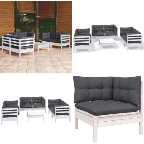 7-tlg. Garten-Lounge-Set mit Kissen Kiefer Massivholz - Garten Lounge Set - Kiefernholzmöbel - Outdoor Möbel - Gartenzubehör - Loungemöbel - Home & Living (1/5)