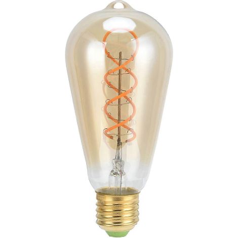 Ampoule ST64 E27 4W à filament double spirale vintage, dimmable, 220V, lumière chaude (dorée) (1/5)