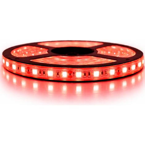 Kit de cinta profesional 5050 - 60 leds/m - 5 metros rojo impermeable (IP67)  Longitud: 5 metros - Transformador: Fuente de alimentación incluida