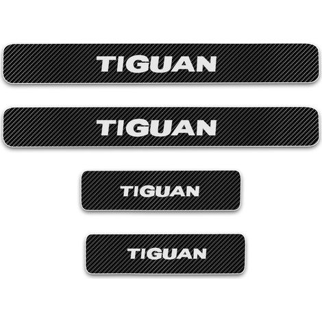 (Noir et blanc,Tiguan) Protection de seuil de porte pour Volkswagen VW Sharan Touran Tiguan - Autocollant de bienvenue pour pédale de porte - Fibre de carbone 4D (1/3)