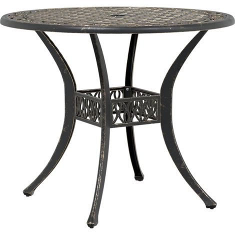 Table de jardin  Table d'extérieur bronze Ø90x75 cm aluminium coulé (1/5)