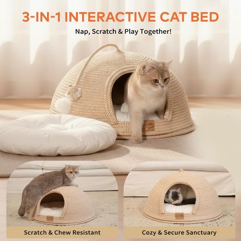 Niche pour Chat en Corde Tressée Confortable et Lavable (1/5)