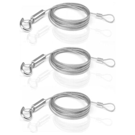 Câble en Acier Inoxydable,3 pièce Câbles Métalliques Réglables 2m x 1,5mm Fil de Suspension Réglable Fil Suspension Cadre pour Vêtements Lumières Photos (1/5)