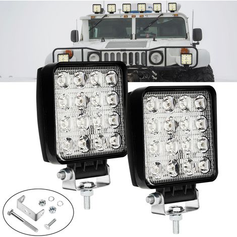SWANEW 2X 48WProjecteur Phare de Travail 12V 24V LED Carré LED Moto Spot Feux Additionnels Offroad Lampe (1/5)