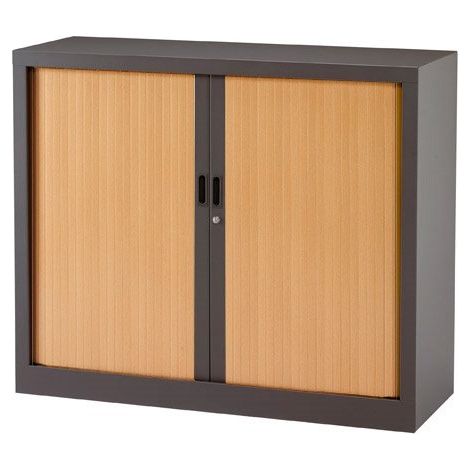 Armoire basse à rideaux monoblocs Generic 100 x 120 cm - anthracite/chêne clair