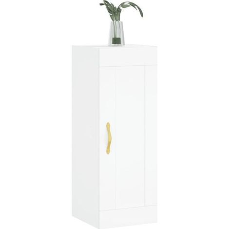 Meuble de Rangement Mural Blanc 34,5 x 34 x 90 cm - Armoire de Stockage Verticale en Bois d'Ingénierie pour Salle de Bain, Cuisine ou Entrée (1/5)