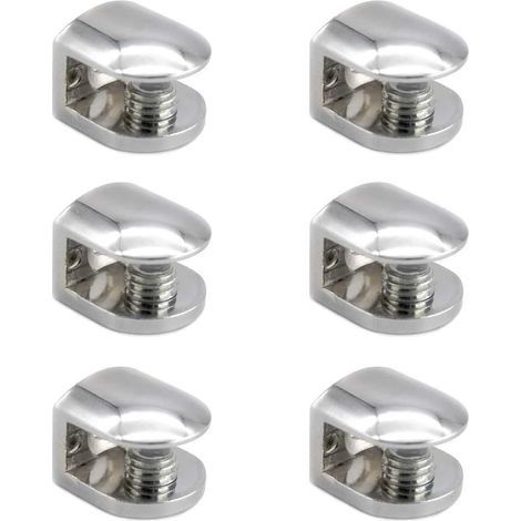 6Pcs Pince à Verre Pince Support en Alliage de Zinc Fixations Réglable Support pour Tablettes en Verre de 6-10 mm d'épaisseur (1/4)