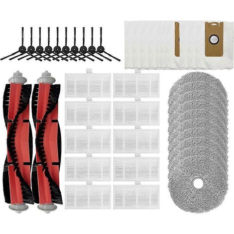 42 pièces d'accessoires de rechange pour aspirateur Ultenic MC1 : brosse principale, brosse latérale, filtre HEPA, chiffon de nettoyage et sac à poussière. (1/5)