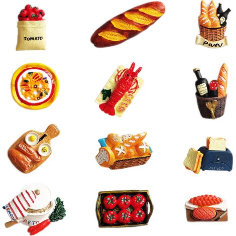 Magnetische Lebensmittelfiguren – 12er-Set magnetische Küchenfiguren – Mehrfarbig, 10 cm, realistisches Design, aus Kunstharz, dekorative Kühlschrank- oder Bürofiguren (1/5)